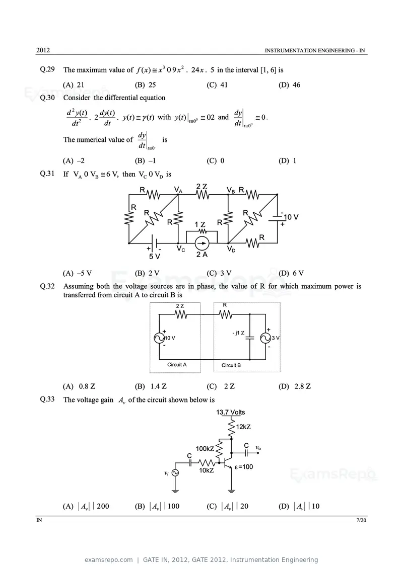 GATE IN 2012 question paper, GATE 2012, Instrumentation Engineering, page 7 of 15