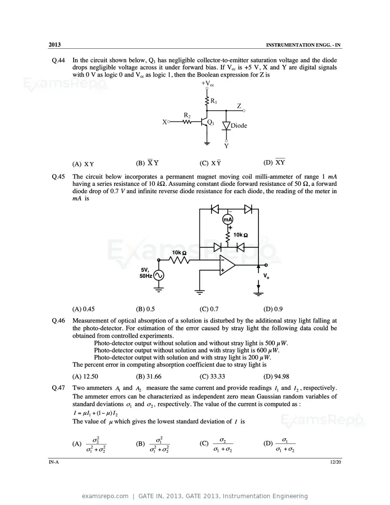 GATE IN 2013 question paper, GATE 2013, Instrumentation Engineering, page 13 of 68