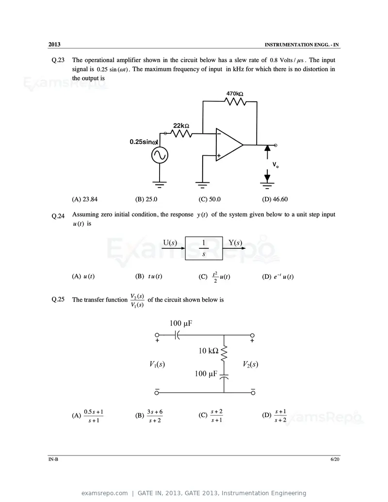 GATE IN 2013 question paper, GATE 2013, Instrumentation Engineering, page 24 of 68