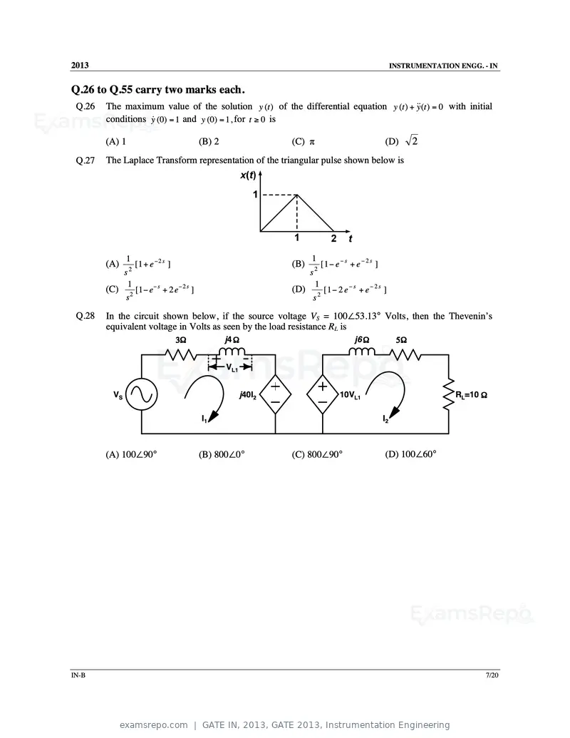 GATE IN 2013 question paper, GATE 2013, Instrumentation Engineering, page 25 of 68