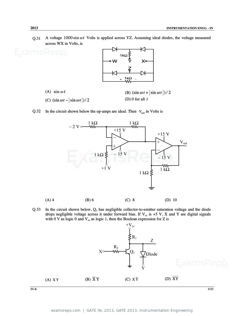 GATE IN 2013 question paper, GATE 2013, Instrumentation Engineering, page 27 of 68