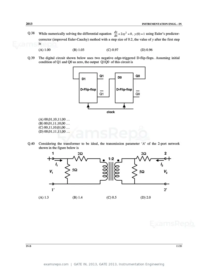 GATE IN 2013 question paper, GATE 2013, Instrumentation Engineering, page 29 of 68