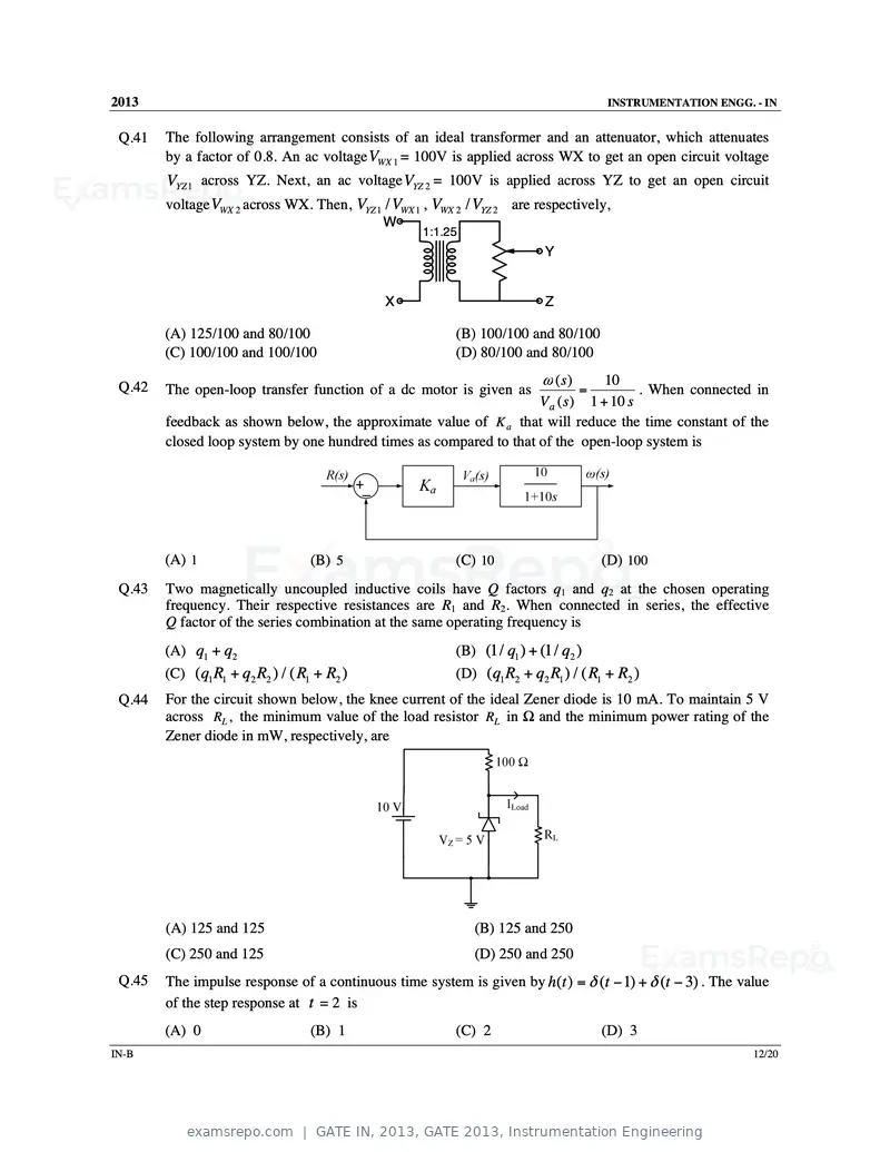 GATE IN 2013 question paper, GATE 2013, Instrumentation Engineering, page 30 of 68