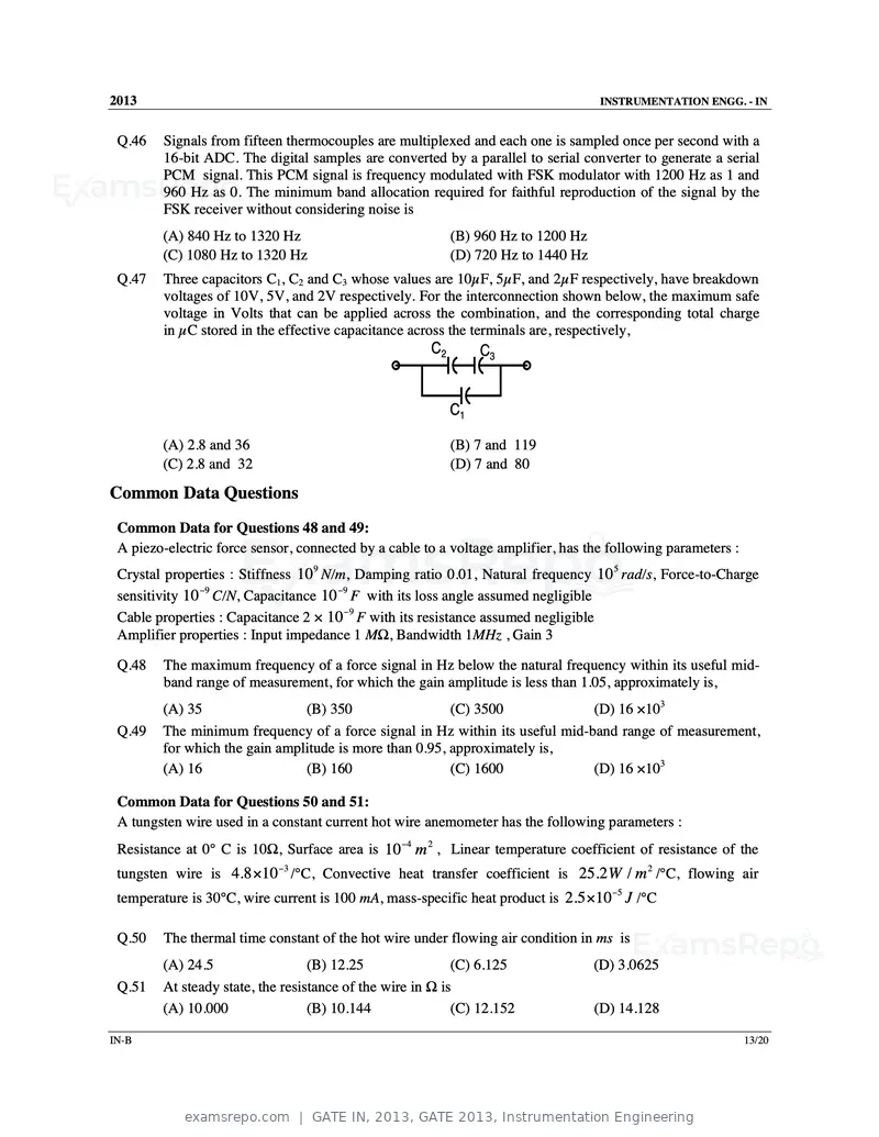 GATE IN 2013 question paper, GATE 2013, Instrumentation Engineering, page 31 of 68