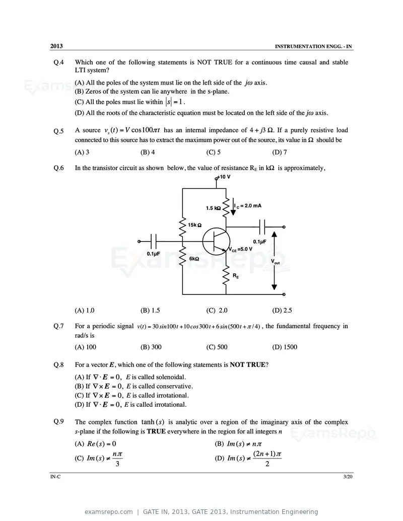 GATE IN 2013 question paper, GATE 2013, Instrumentation Engineering, page 38 of 68