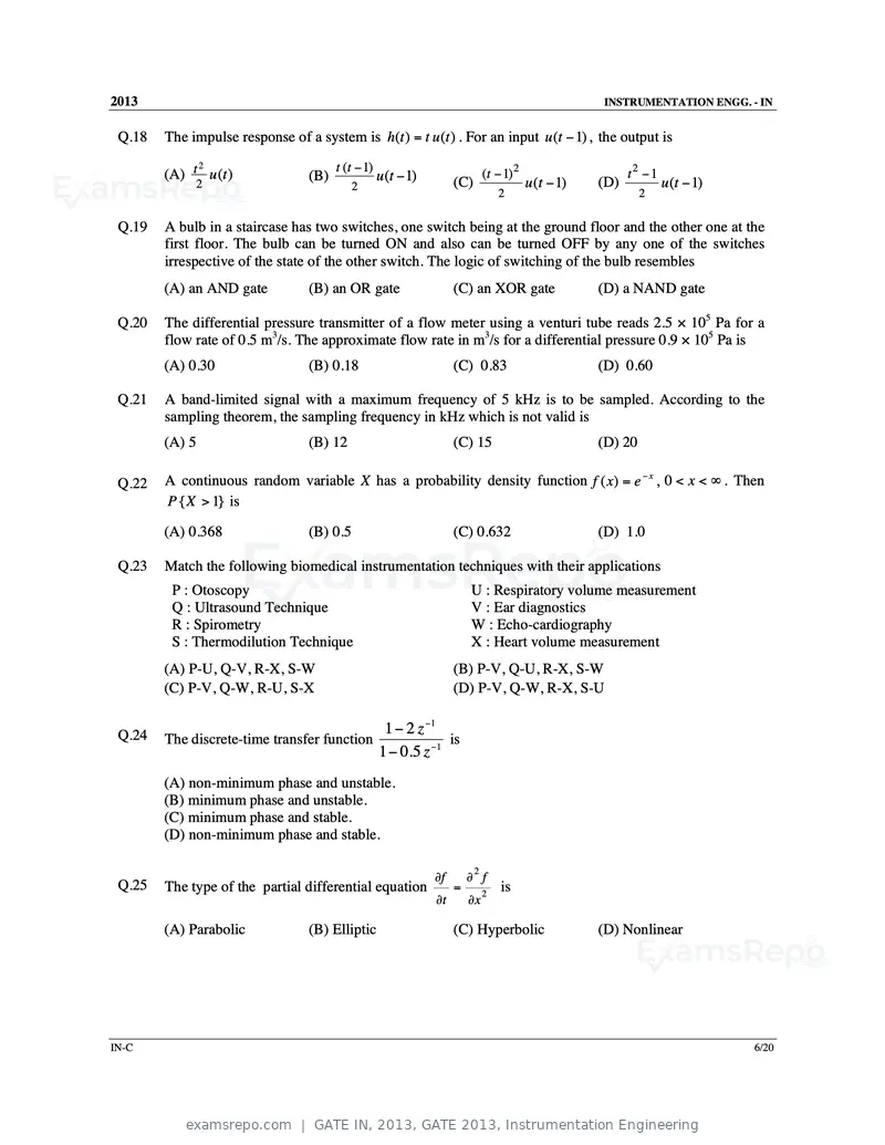 GATE IN 2013 question paper, GATE 2013, Instrumentation Engineering, page 41 of 68