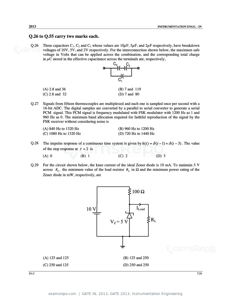 GATE IN 2013 question paper, GATE 2013, Instrumentation Engineering, page 42 of 68