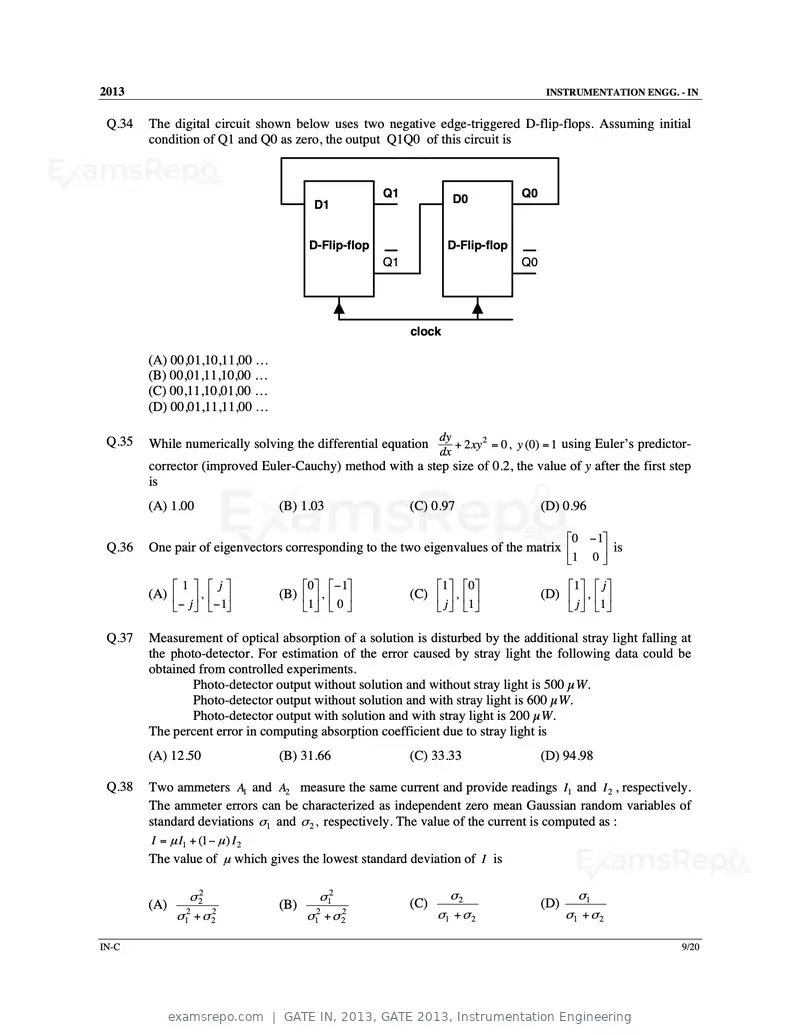 GATE IN 2013 question paper, GATE 2013, Instrumentation Engineering, page 44 of 68