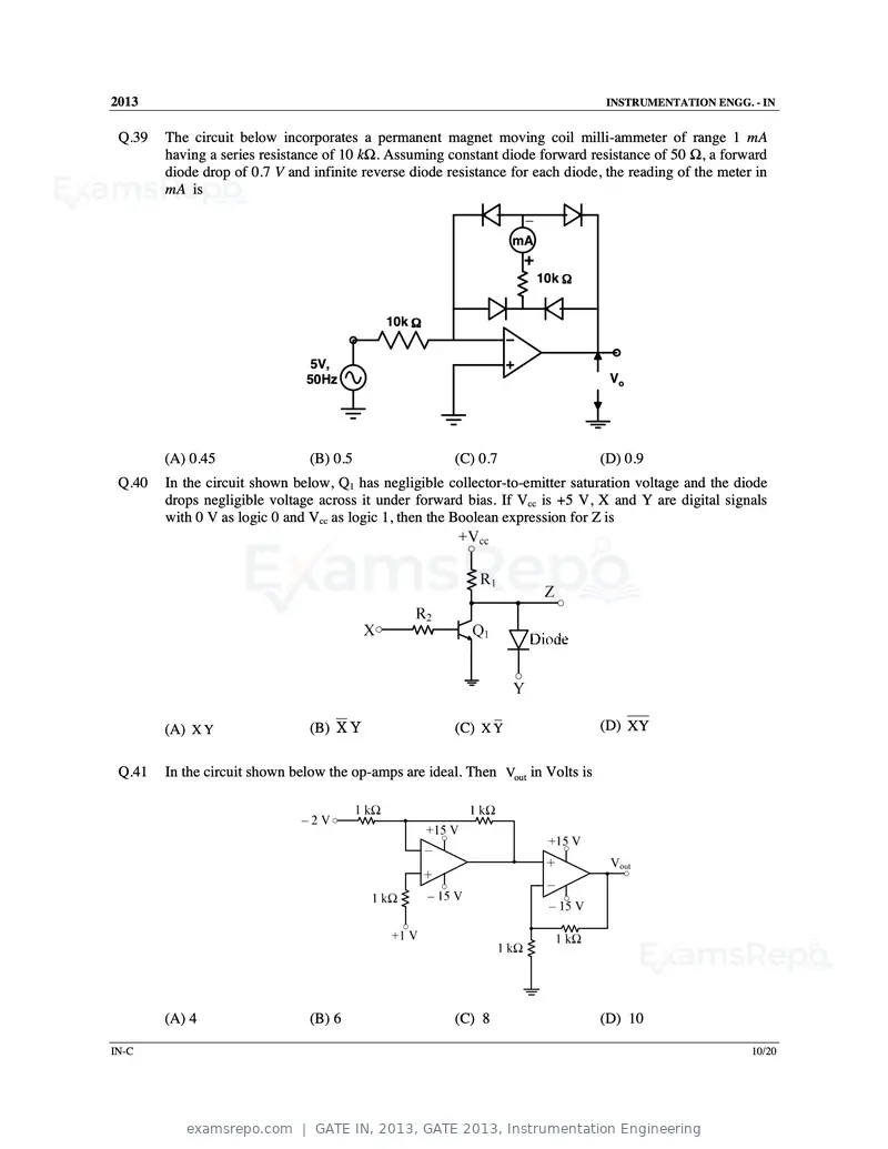 GATE IN 2013 question paper, GATE 2013, Instrumentation Engineering, page 45 of 68