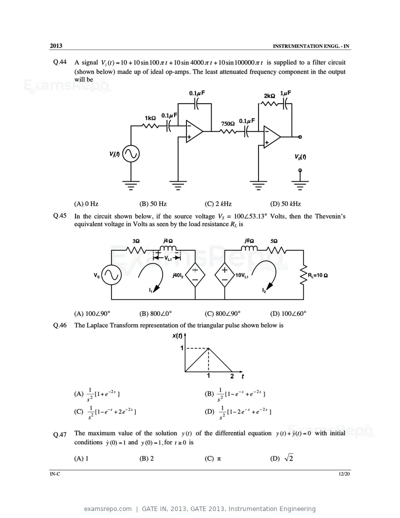 GATE IN 2013 question paper, GATE 2013, Instrumentation Engineering, page 47 of 68