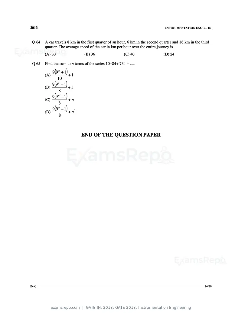GATE IN 2013 question paper, GATE 2013, Instrumentation Engineering, page 51 of 68