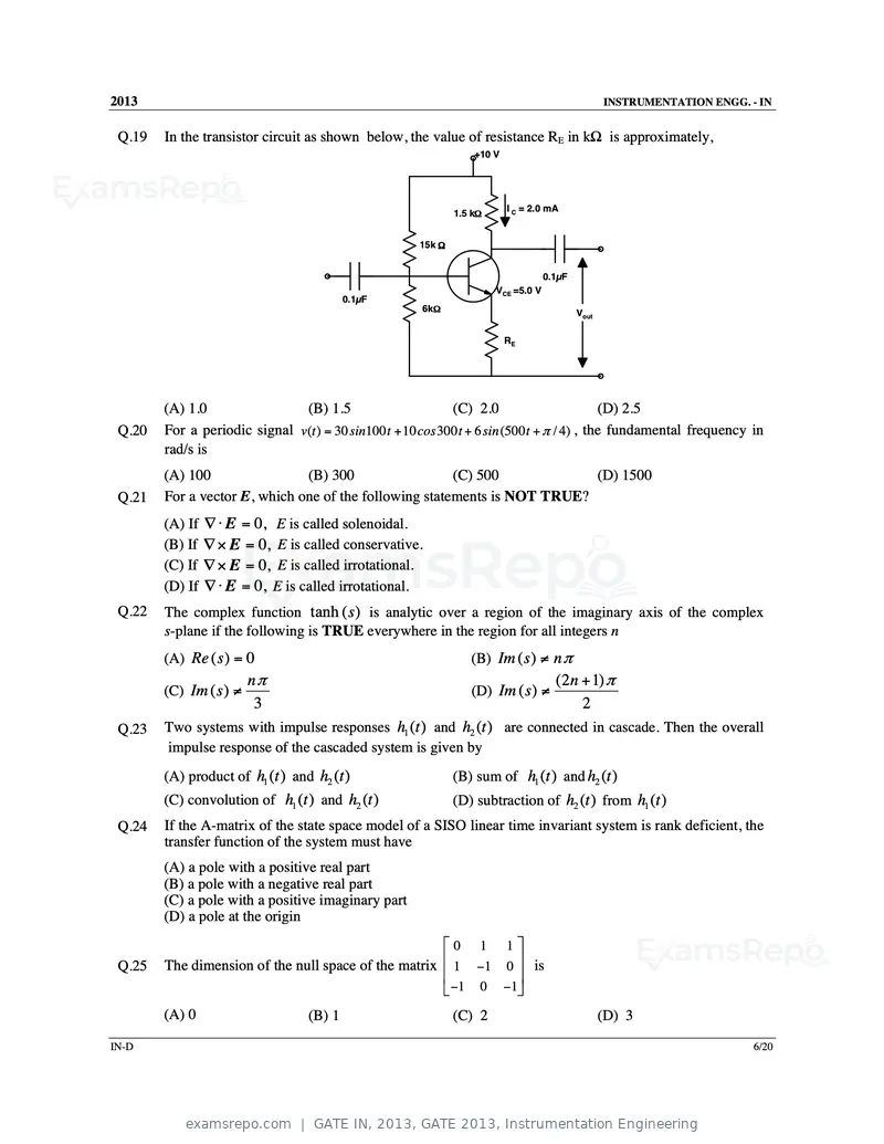 GATE IN 2013 question paper, GATE 2013, Instrumentation Engineering, page 58 of 68