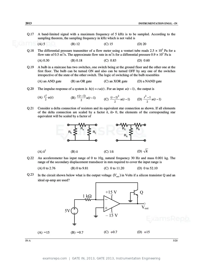GATE IN 2013 question paper, GATE 2013, Instrumentation Engineering, page 6 of 68