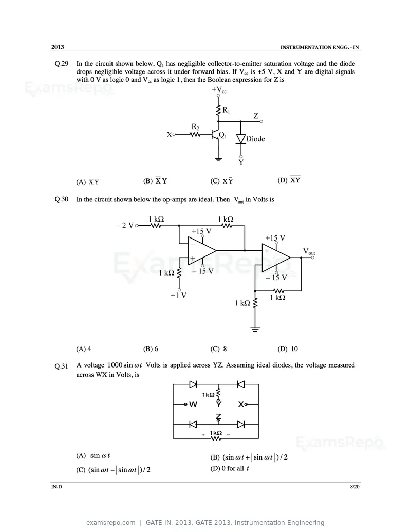 GATE IN 2013 question paper, GATE 2013, Instrumentation Engineering, page 60 of 68
