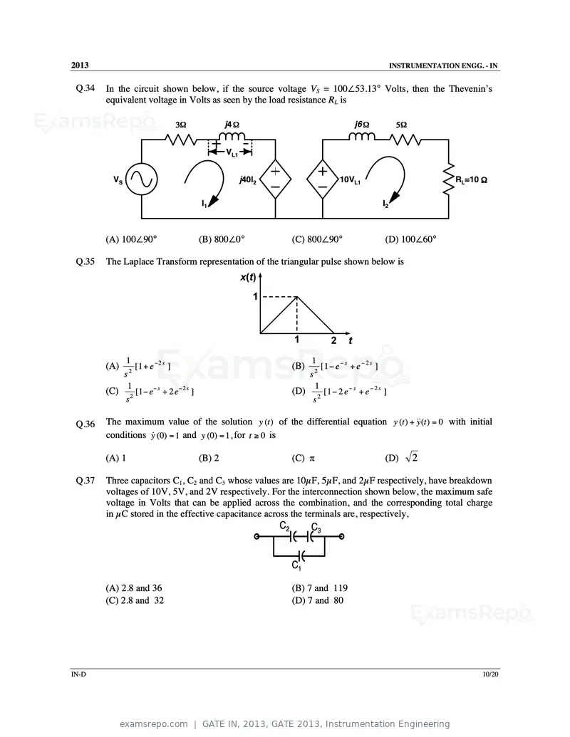 GATE IN 2013 question paper, GATE 2013, Instrumentation Engineering, page 62 of 68