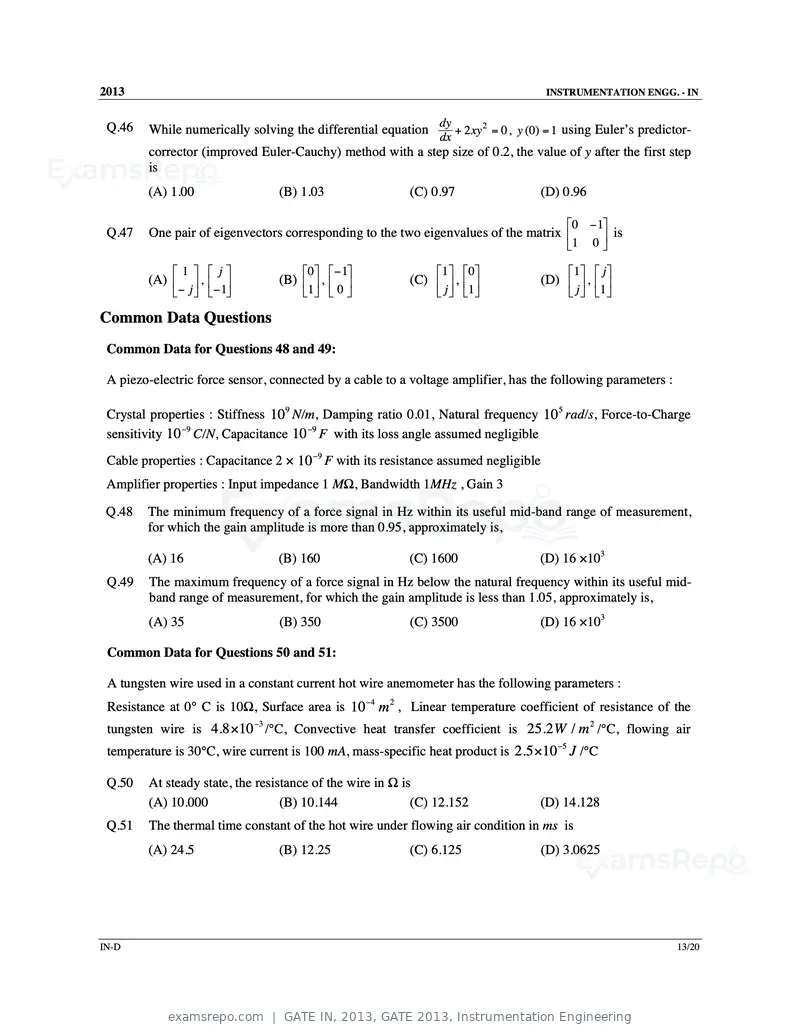 GATE IN 2013 question paper, GATE 2013, Instrumentation Engineering, page 65 of 68