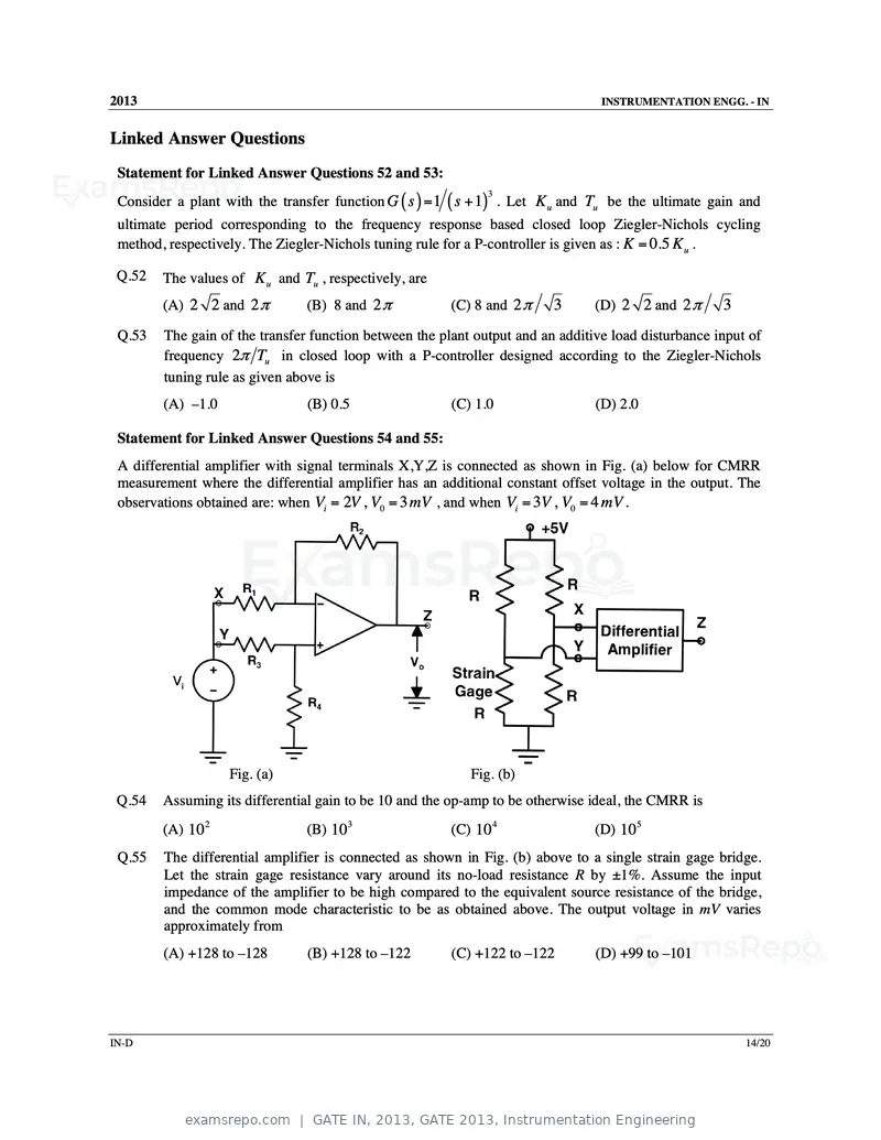 GATE IN 2013 question paper, GATE 2013, Instrumentation Engineering, page 66 of 68