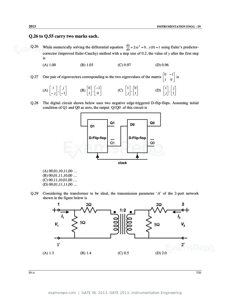 GATE IN 2013 question paper, GATE 2013, Instrumentation Engineering, page 8 of 68