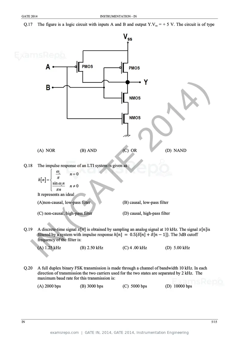 GATE IN 2014 question paper, GATE 2014, Instrumentation Engineering, page 11 of 22