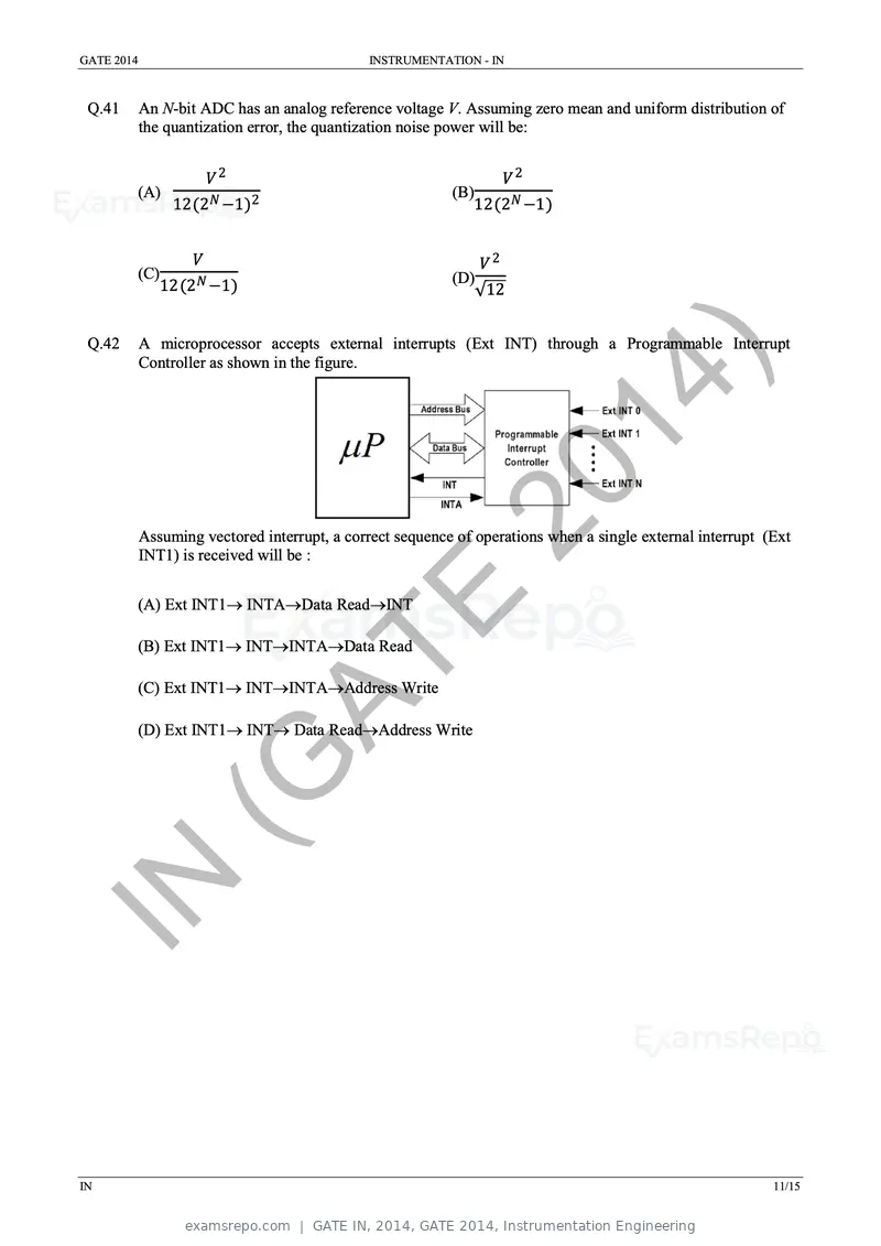 GATE IN 2014 question paper, GATE 2014, Instrumentation Engineering, page 17 of 22