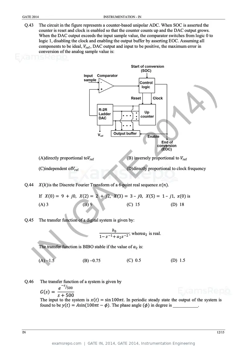 GATE IN 2014 question paper, GATE 2014, Instrumentation Engineering, page 18 of 22