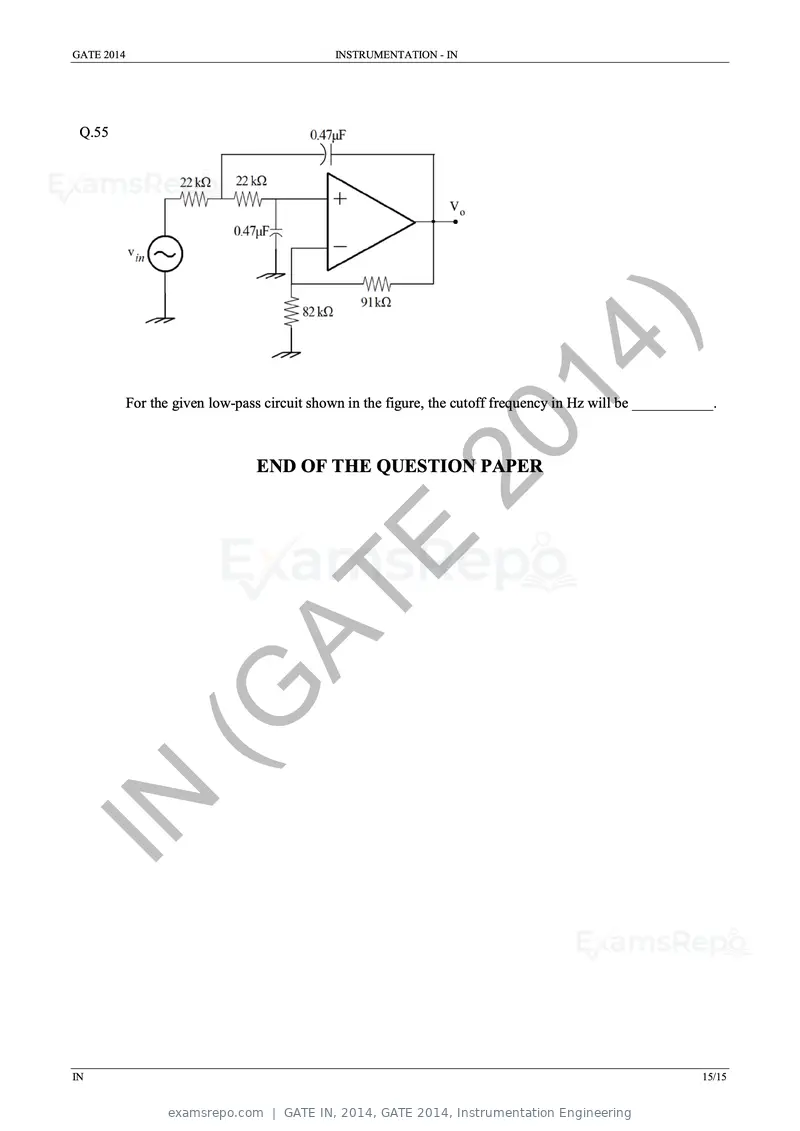 GATE IN 2014 question paper, GATE 2014, Instrumentation Engineering, page 21 of 22