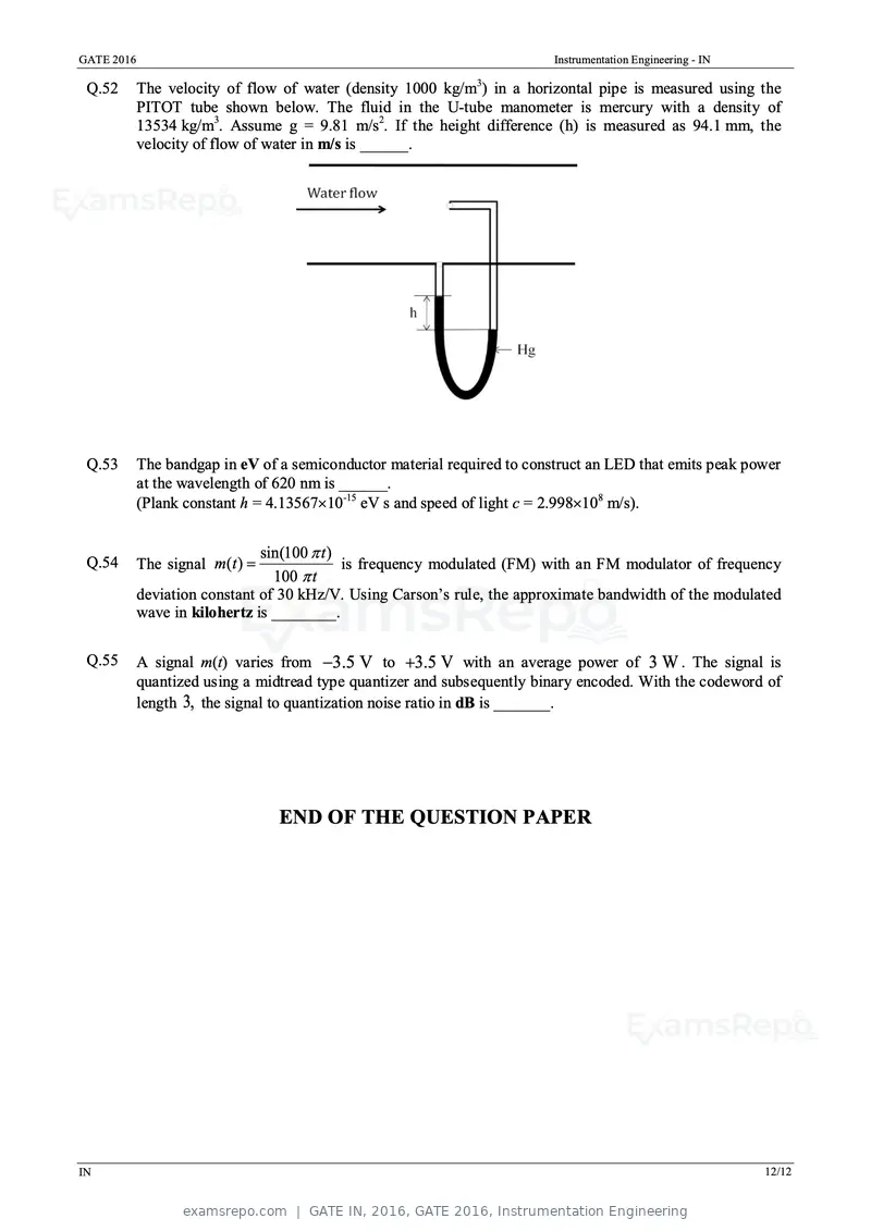 GATE IN 2016 question paper, GATE 2016, Instrumentation Engineering, page 15 of 17