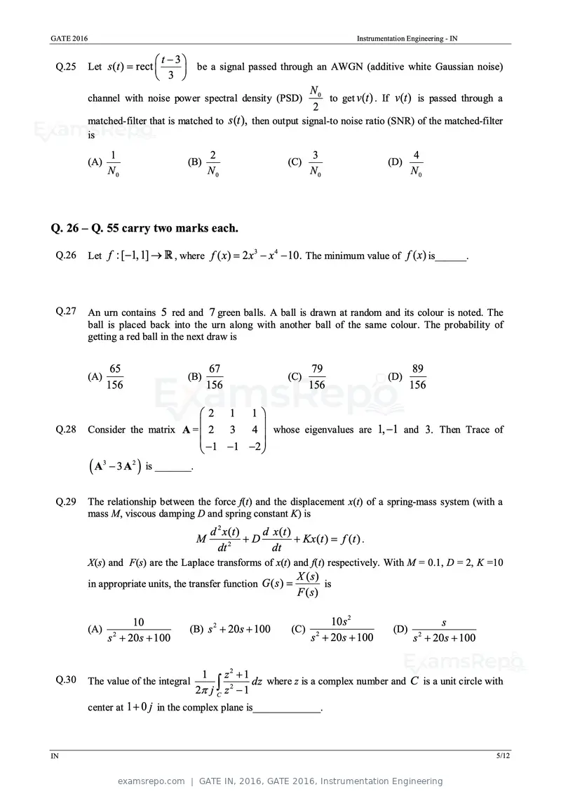 GATE IN 2016 question paper, GATE 2016, Instrumentation Engineering, page 8 of 17