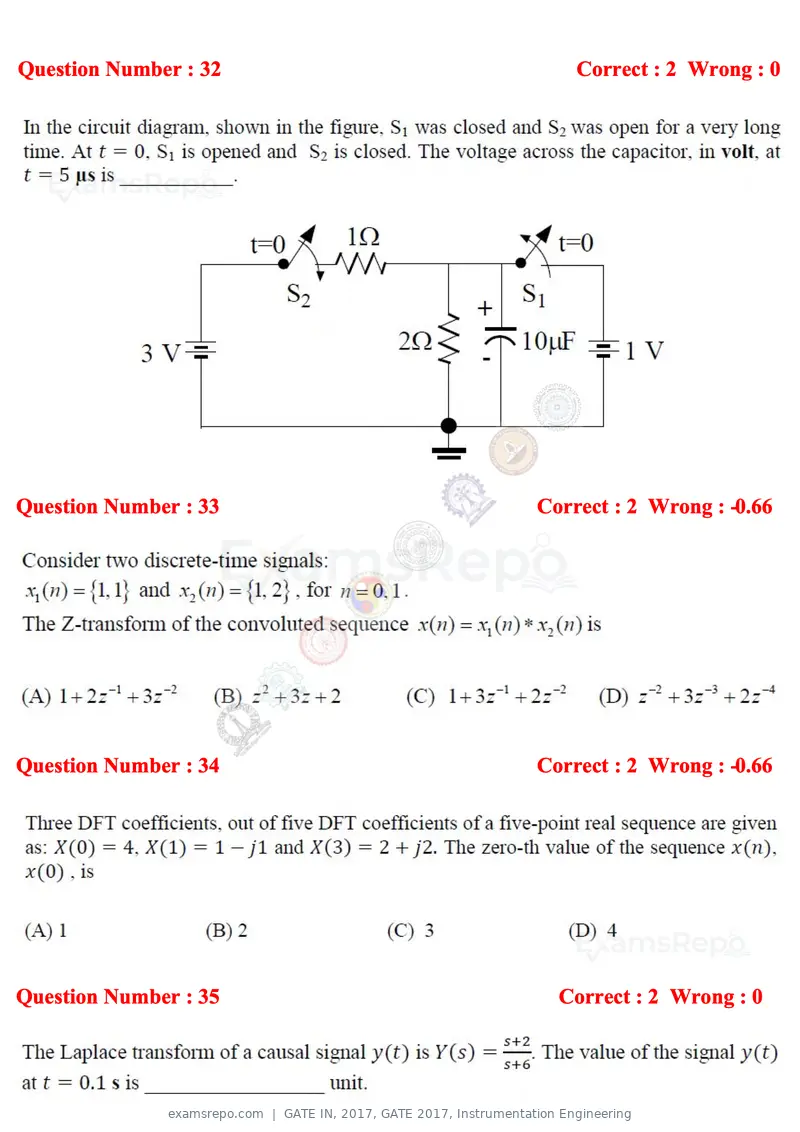 GATE IN 2017 question paper, GATE 2017, Instrumentation Engineering, page 13 of 28