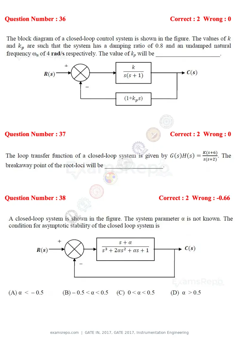 GATE IN 2017 question paper, GATE 2017, Instrumentation Engineering, page 14 of 28