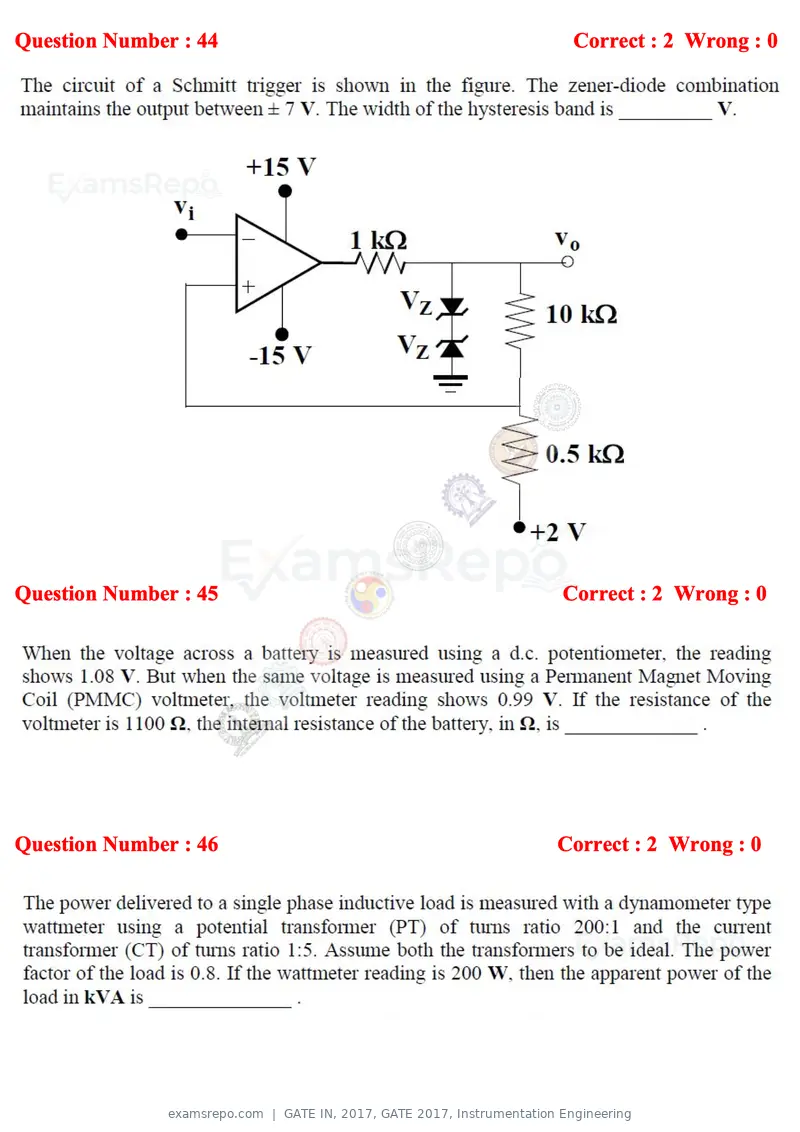 GATE IN 2017 question paper, GATE 2017, Instrumentation Engineering, page 18 of 28