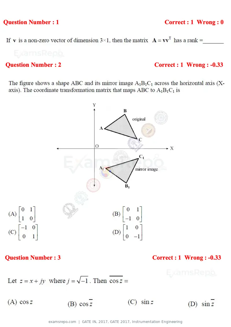 GATE IN 2017 question paper, GATE 2017, Instrumentation Engineering, page 2 of 28