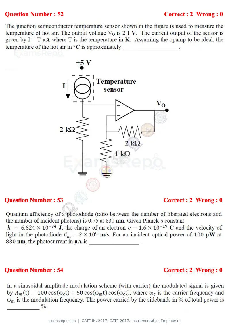 GATE IN 2017 question paper, GATE 2017, Instrumentation Engineering, page 22 of 28
