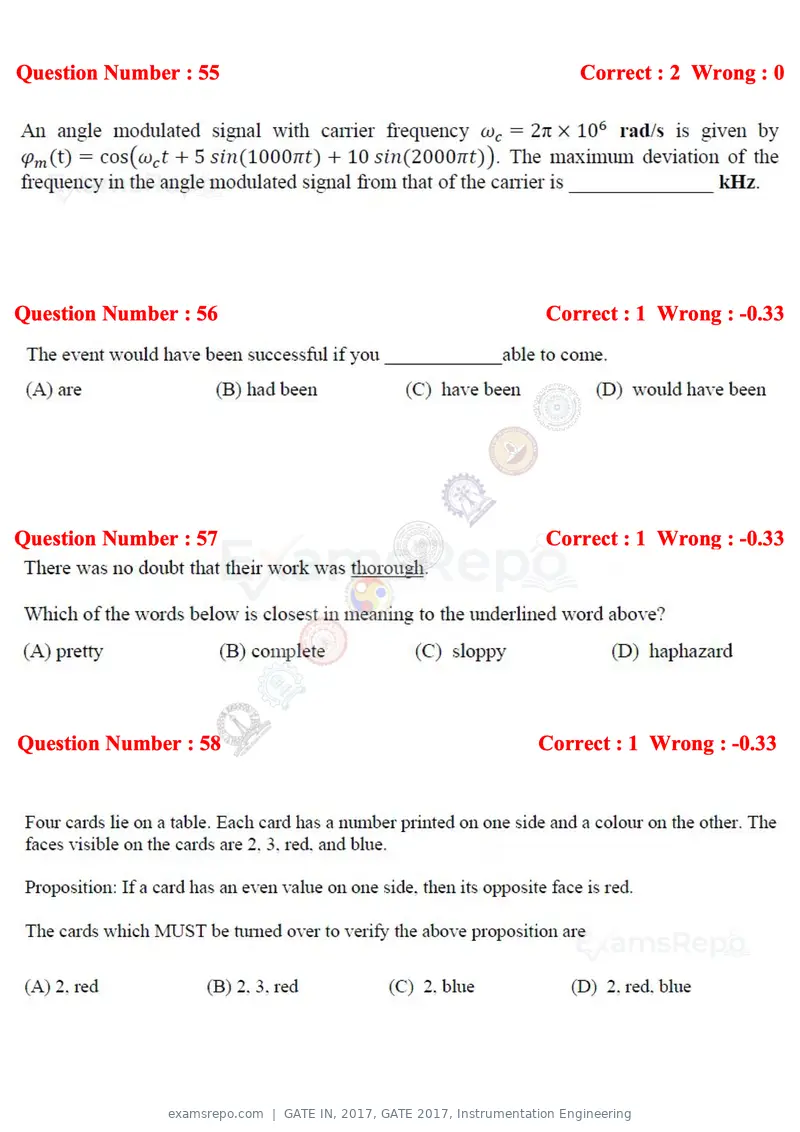 GATE IN 2017 question paper, GATE 2017, Instrumentation Engineering, page 23 of 28