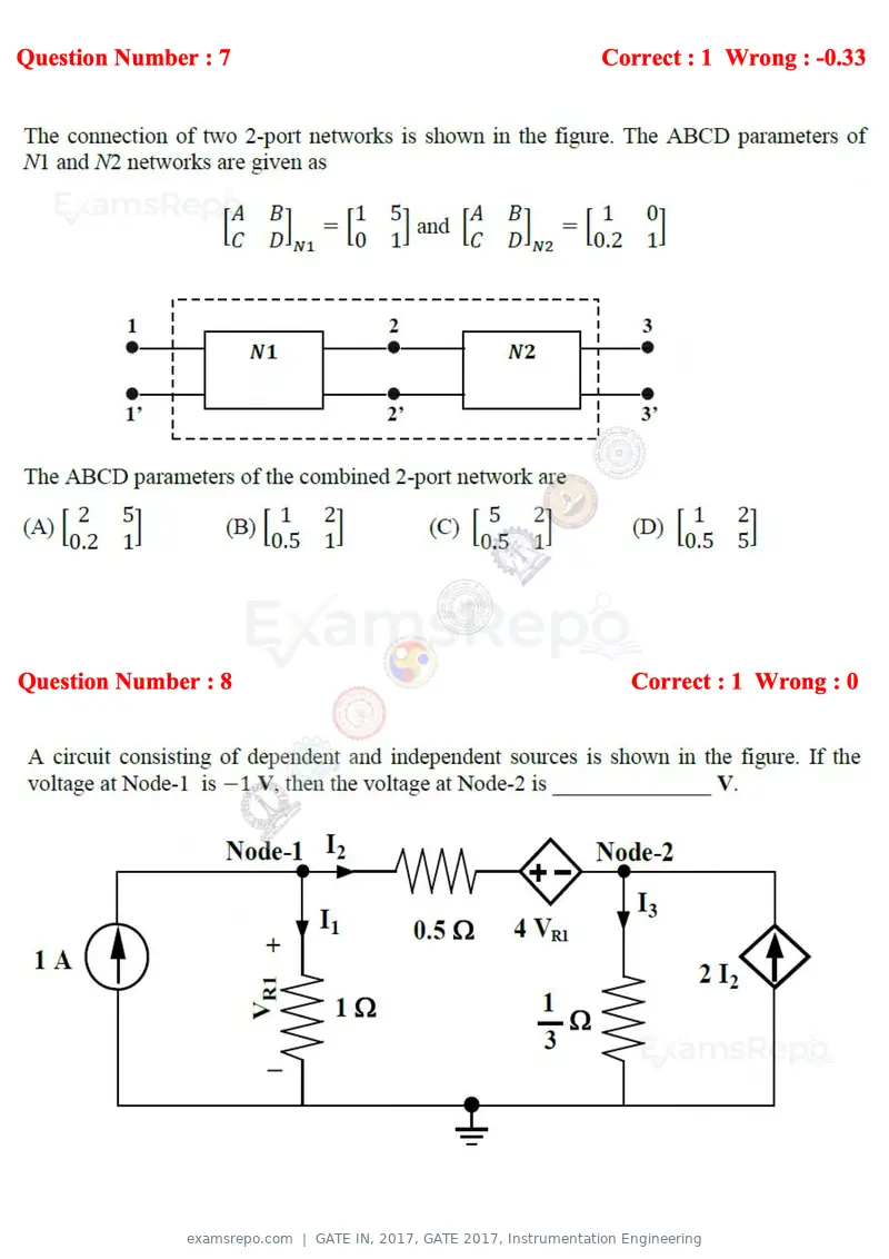 GATE IN 2017 question paper, GATE 2017, Instrumentation Engineering, page 4 of 28