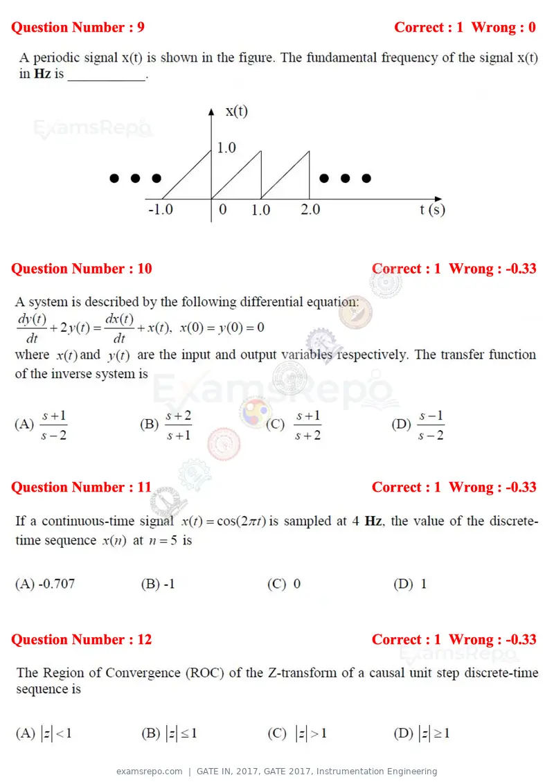 GATE IN 2017 question paper, GATE 2017, Instrumentation Engineering, page 5 of 28