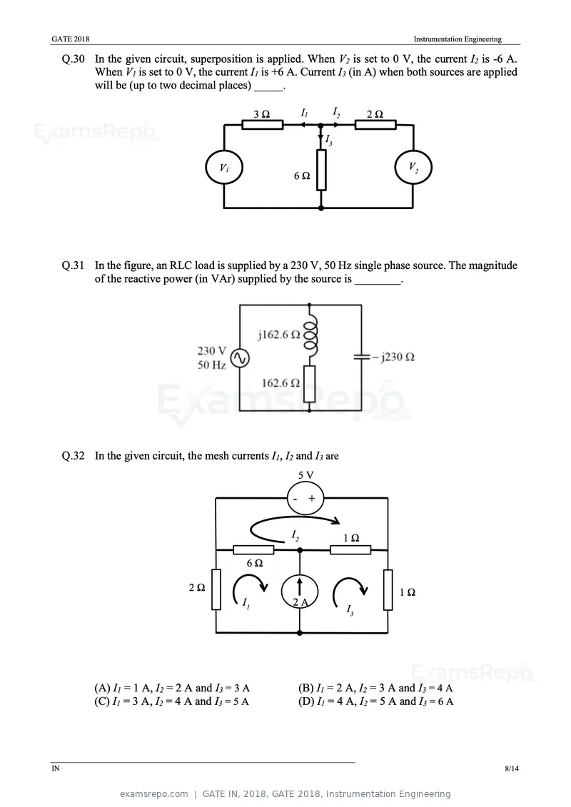 GATE IN 2018 question paper, GATE 2018, Instrumentation Engineering, page 10 of 19