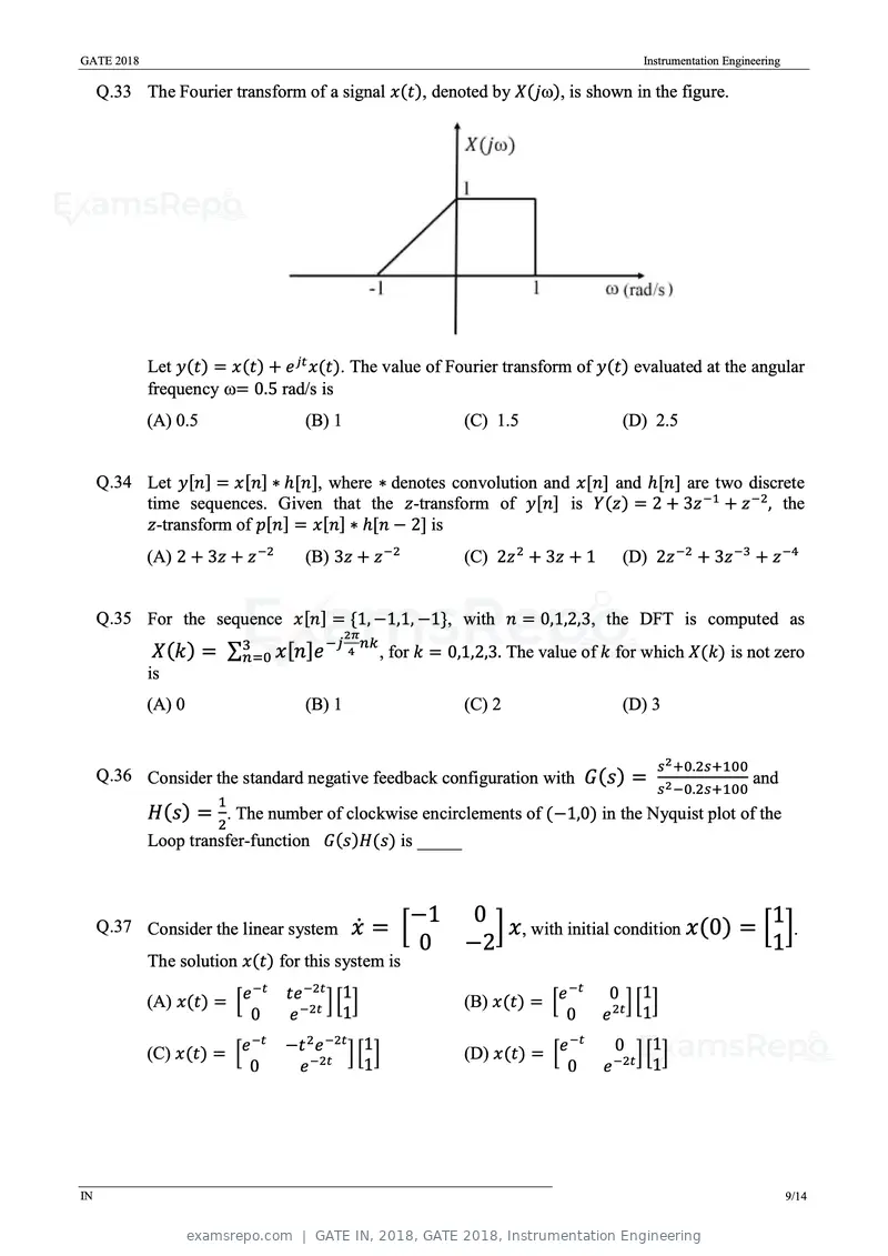 GATE IN 2018 question paper, GATE 2018, Instrumentation Engineering, page 11 of 19