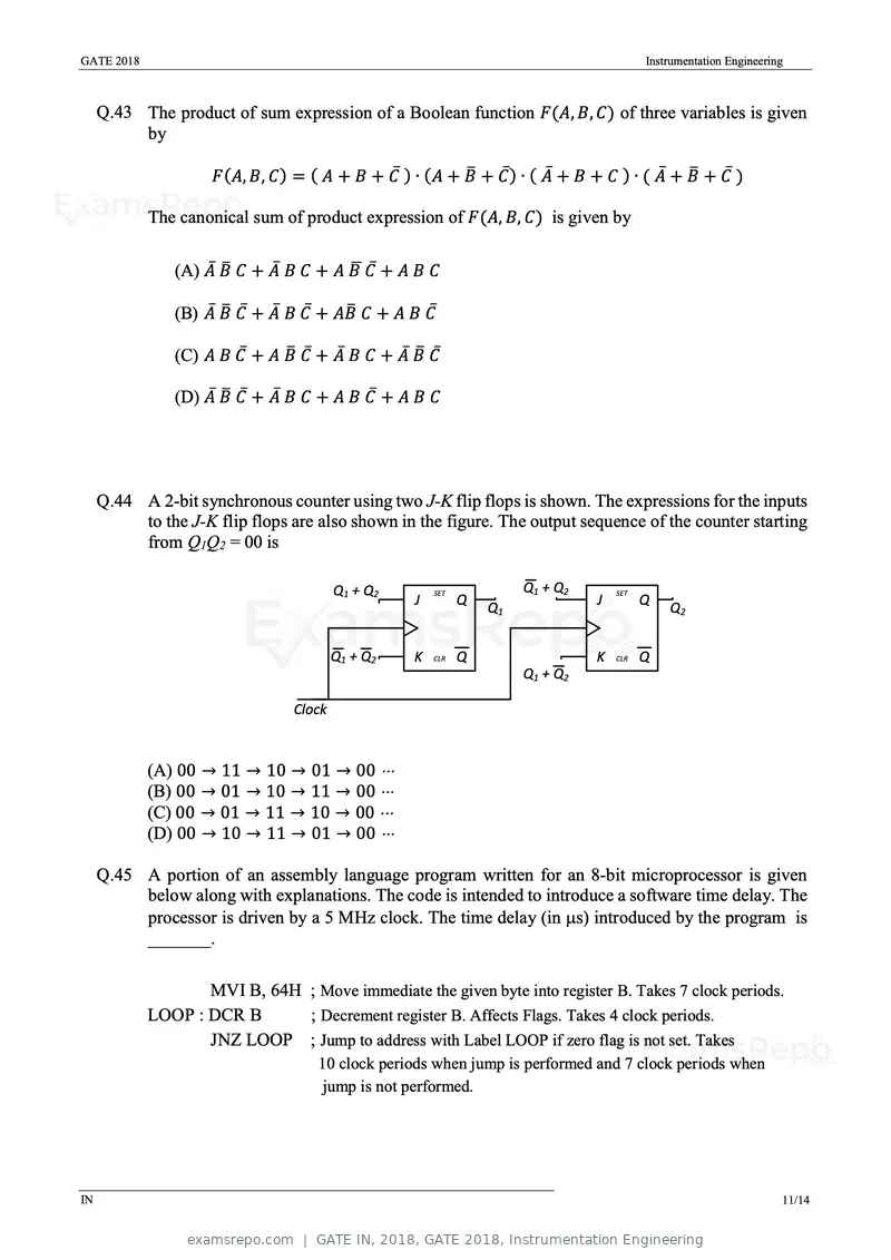 GATE IN 2018 question paper, GATE 2018, Instrumentation Engineering, page 13 of 19