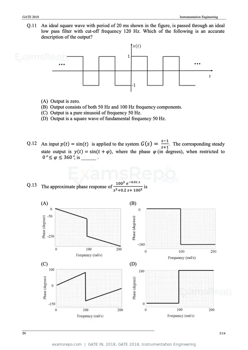 GATE IN 2018 question paper, GATE 2018, Instrumentation Engineering, page 5 of 19