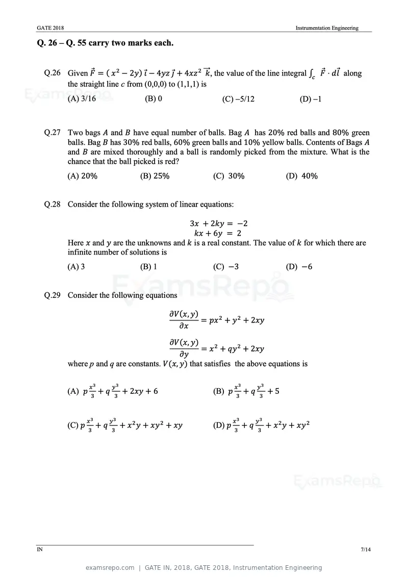 GATE IN 2018 question paper, GATE 2018, Instrumentation Engineering, page 9 of 19