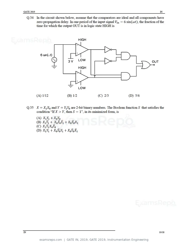 GATE IN 2019 question paper, GATE 2019, Instrumentation Engineering, page 13 of 24