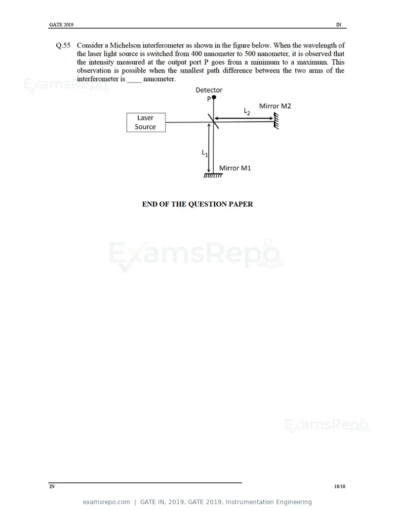 GATE IN 2019 question paper, GATE 2019, Instrumentation Engineering, page 21 of 24