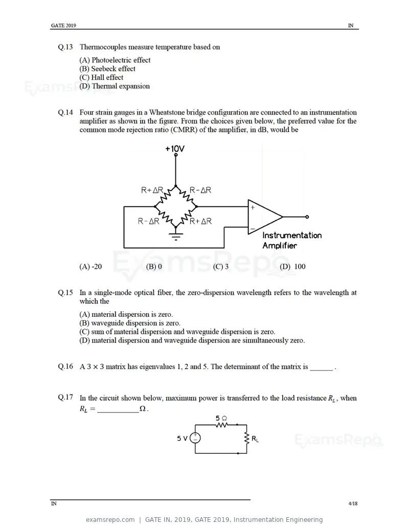 GATE IN 2019 question paper, GATE 2019, Instrumentation Engineering, page 7 of 24