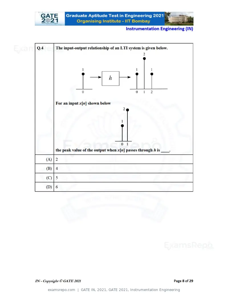 GATE IN 2021 question paper, GATE 2021, Instrumentation Engineering, page 8 of 32