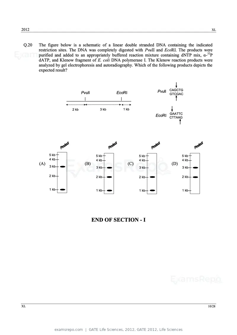 GATE Life Sciences 2012 question paper, GATE 2012, Life Sciences, page 10 of 25