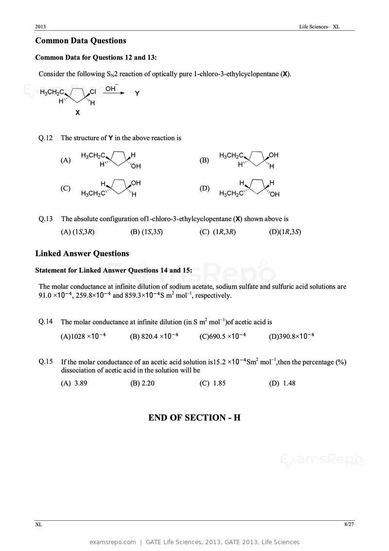 GATE Life Sciences 2013 question paper, GATE 2013, Life Sciences, page 8 of 27