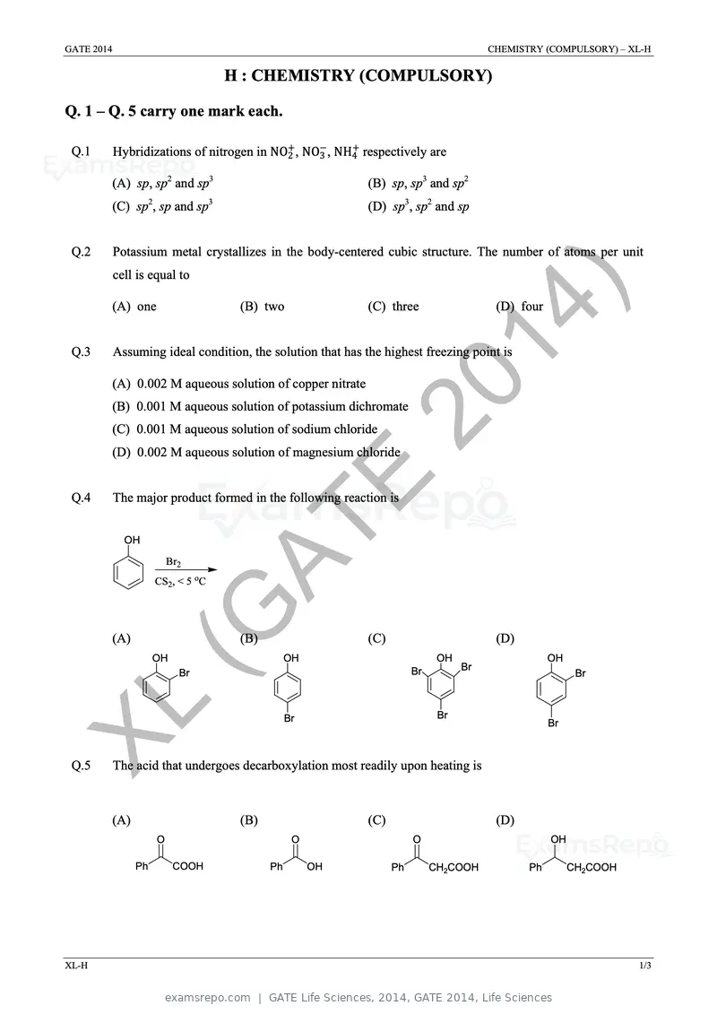 GATE Life Sciences 2014 question paper, GATE 2014, Life Sciences, page 7 of 33