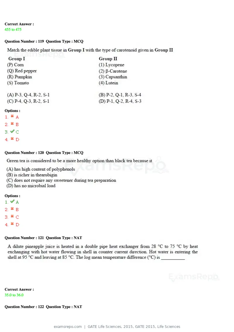 GATE Life Sciences 2015 question paper, GATE 2015, Life Sciences, page 39 of 40
