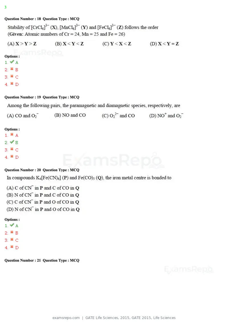GATE Life Sciences 2015 question paper, GATE 2015, Life Sciences, page 7 of 40